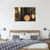 Art Deco Elegance Golden Lines キャンバスプリント (インサイチュ (寝室))