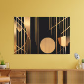 Art Deco Elegance Golden Lines キャンバスプリント (インサイチュ (リビング))