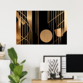Art Deco Elegance Golden Lines ポスター (ホームオフィス)