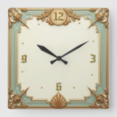 Art Deco Elegant スクエア壁時計 (正面)
