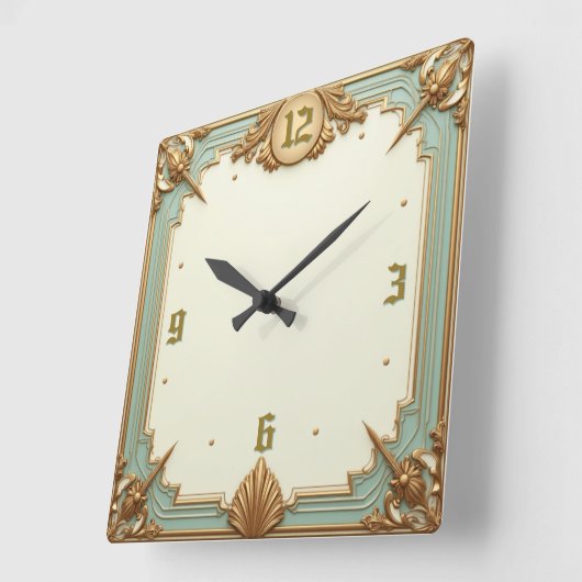 Art Deco Elegant スクエア壁時計 (傾斜)