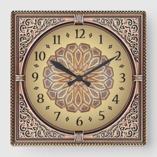 Art Deco Elegant スクエア壁時計 (正面)