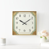Art Deco Elegant スクエア壁時計 (ホーム)