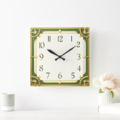 Art Deco Elegant スクエア壁時計 (ホーム)