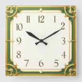 Art Deco Elegant スクエア壁時計 (正面)