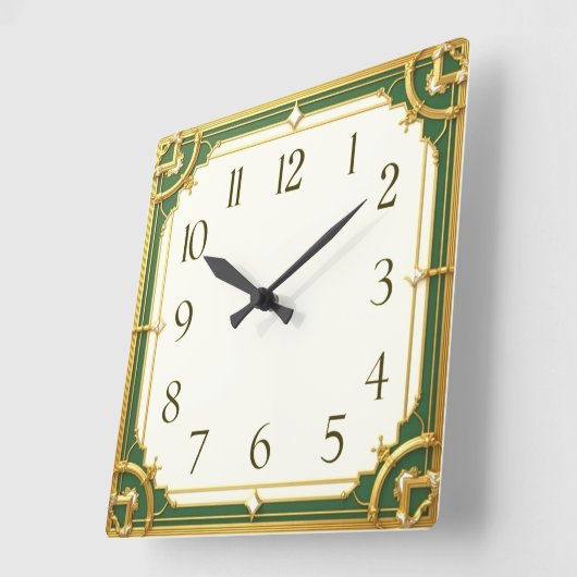 Art Deco Elegant スクエア壁時計 (傾斜)