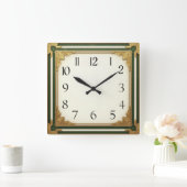 Art Deco Elegant スクエア壁時計 (ホーム)
