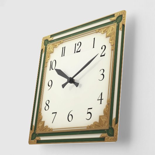 Art Deco Elegant スクエア壁時計 (傾斜)