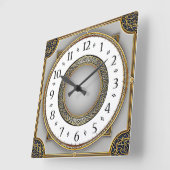 Art Deco Elegant スクエア壁時計 (傾斜)