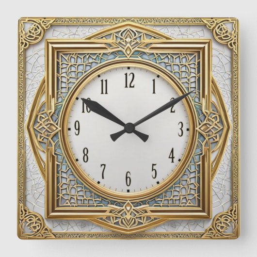 Art Deco Elegant スクエア壁時計 (正面)