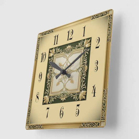 Art Deco Elegant スクエア壁時計 (傾斜)