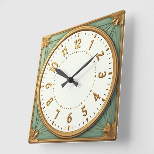 Art Deco Elegant スクエア壁時計 (傾斜)