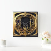 Art Deco Elegant スクエア壁時計 (ホーム)