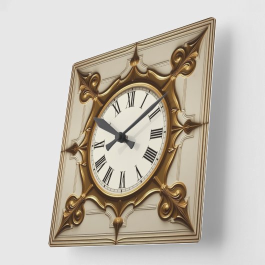 Art Deco Elegant スクエア壁時計 (傾斜)