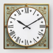 Art Deco Elegant スクエア壁時計 (正面)