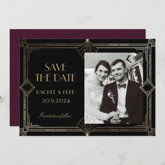 Art Deco Elegant Black Gold 20s Classic  (正面/裏面)