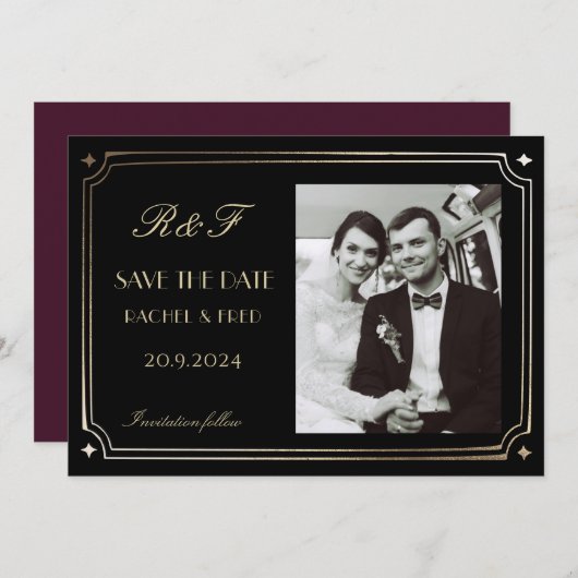 Art Deco Elegant Black Gold 20s Classic  (正面/裏面)