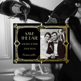 Art Deco Elegant Black Gold 20s Classic  箔シーズンカード