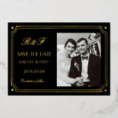 Art Deco Elegant Black Gold 20s Classic  箔招待状 (正面)