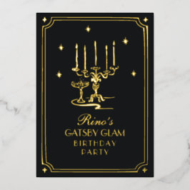 Art Deco Elegant Black Gold 20s Classic 箔招待状