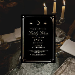 Art Deco Elegant Black Gold 20s Classic Birthday 招待状
