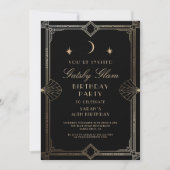 Art Deco Elegant Black Gold 20s Classic Birthday 招待状 (正面)