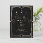 Art Deco Elegant Black Gold 20s Classic Birthday 招待状 (スタンド正面)