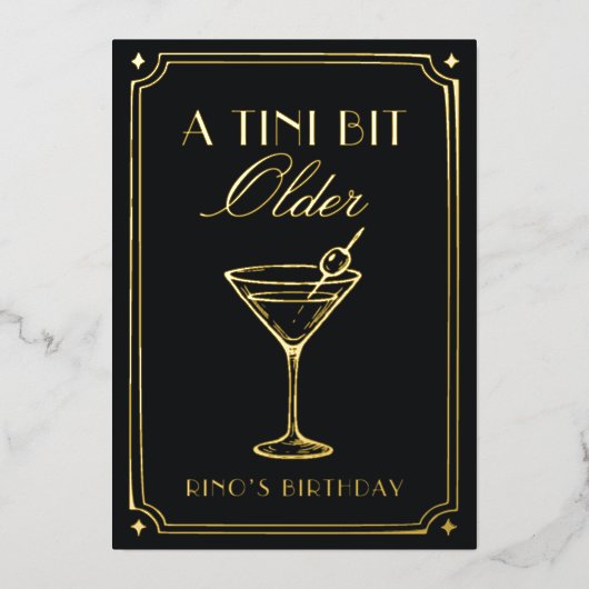 Art Deco Elegant Black Gold 20s Classic Wedding 箔招待状 (正面)