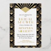 Art Deco Elegant Black Gold Bridal Shower  箔招待状 (裏面)