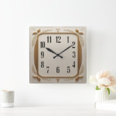 Art Deco Elegant Gold スクエア壁時計 (ホーム)