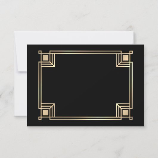Art Deco Elegant Gold Frame 出欠カード (裏面)