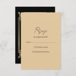 Art Deco Elegant Gold Frame 出欠カード