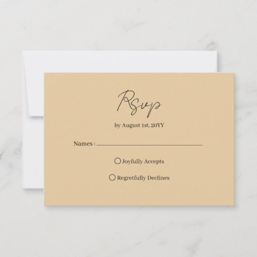 Art Deco Elegant Gold Frame Black 出欠カード (正面)