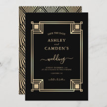 Art Deco Elegant Gold Frame Wedding