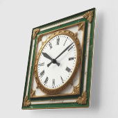 Art Deco Elegant Green スクエア壁時計 (傾斜)