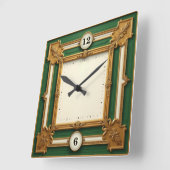 Art Deco Elegant Green スクエア壁時計 (傾斜)