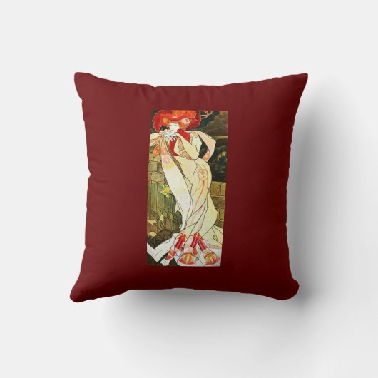 Art Deco Elegant Lady Throw Pillow クッション (裏面)