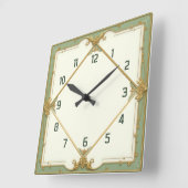 Art Deco Elegant Mint スクエア壁時計 (傾斜)