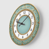 Art deco Elegant Mint Round ラージ壁時計 (傾斜)