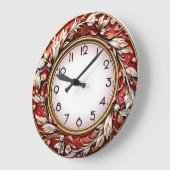 Art Deco Elegant Red Wall ラージ壁時計 (傾斜)