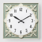 Art Deco Elegant White スクエア壁時計 (正面)