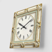 Art Deco Elegant White スクエア壁時計 (傾斜)