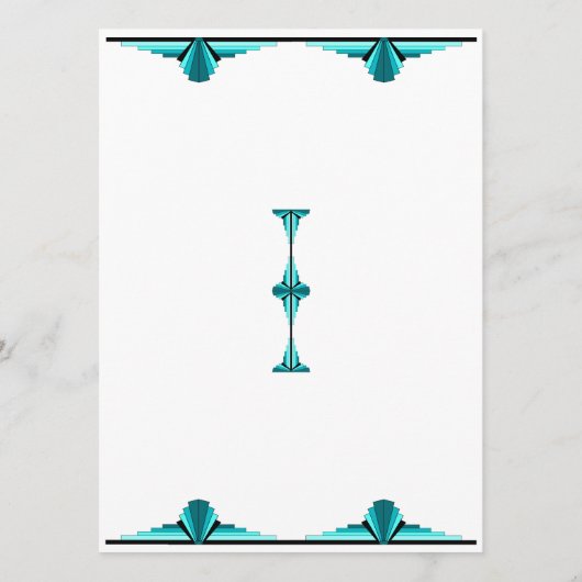Art deco elements in teal green menu メニュー (裏面)