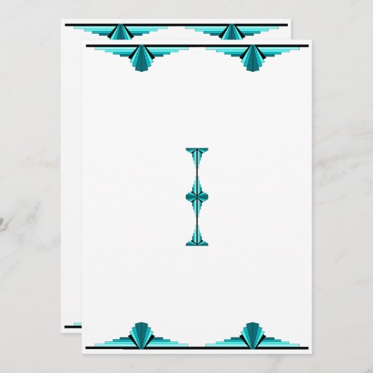 Art deco elements in teal green menu メニュー (正面/裏面)