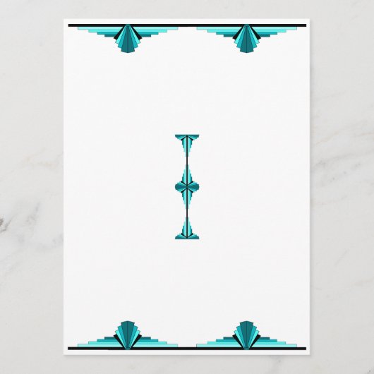 Art deco elements in teal green menu メニュー (正面)
