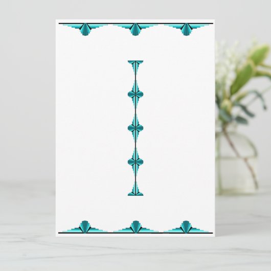 Art deco elements in teal green menu メニュー (スタンド正面)