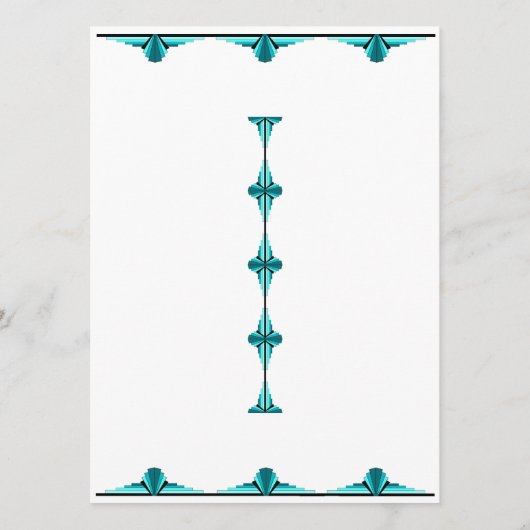 Art deco elements in teal green menu メニュー (裏面)