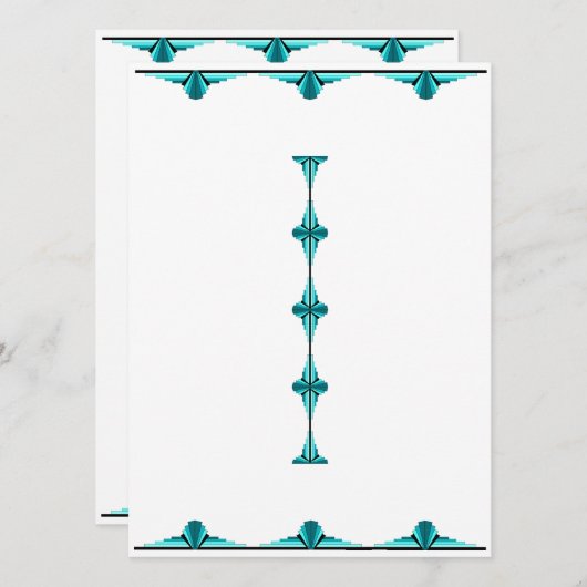 Art deco elements in teal green menu メニュー (正面/裏面)