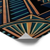 Art Deco Elephant Pyramid Golden Sunset ポスター (角)