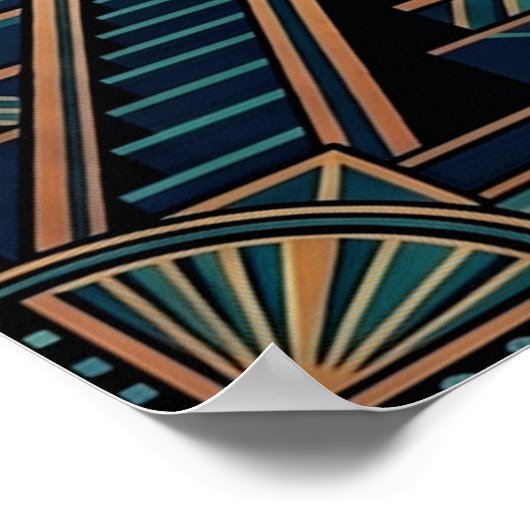 Art Deco Elephant Pyramid Golden Sunset ポスター (角)